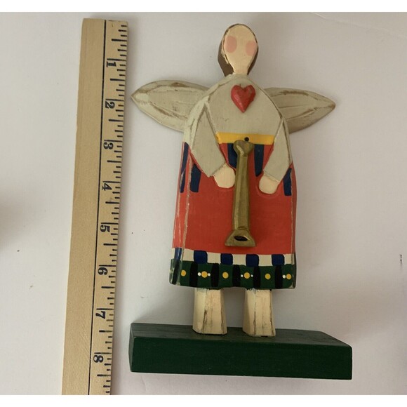 Ilona Steelhammer Wood Angel Musician Figures Folk Art Primitive Lot of 2 - Picture 6 of 8